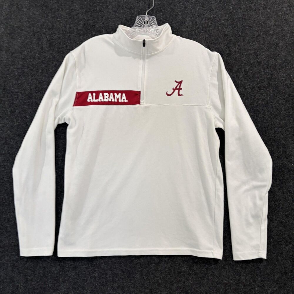 Alabama Crimson Tide Pullover Men's Medium White Long Sleeve Sweater Colosseum